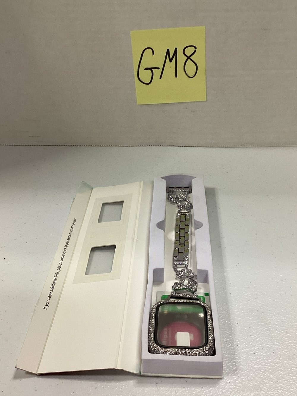 Silver Decorative Smartwatch Band with Rhinestone Frame